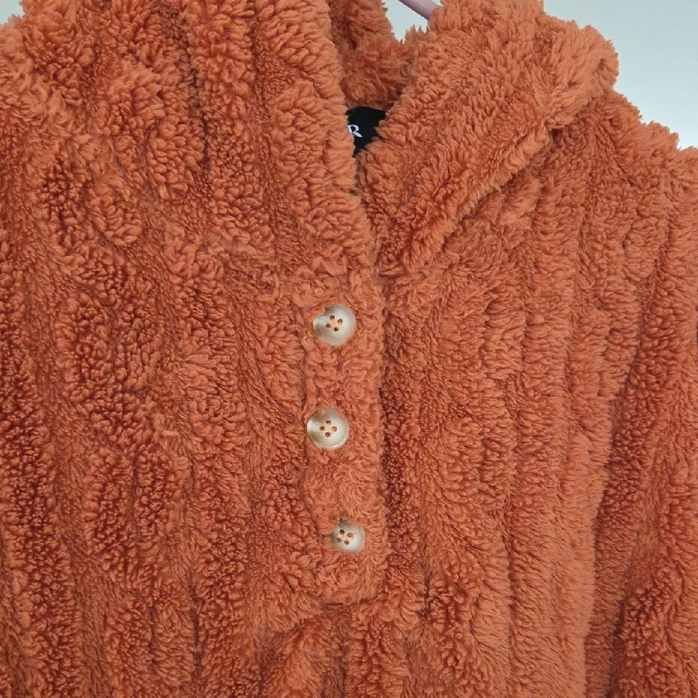Cider Sherpa Pullover Hoodie Size Medium Cropped - Picture 5 of 11